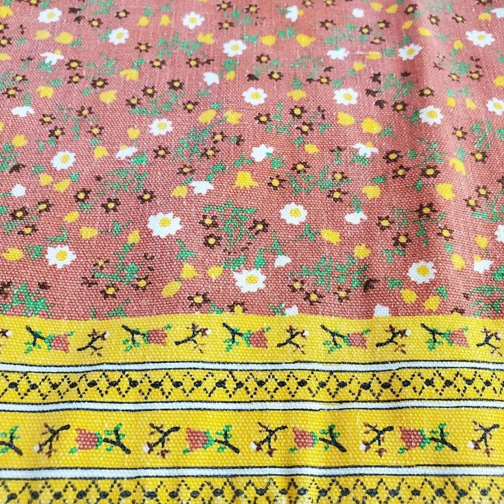 MCM Set Of 4‎ Faux Quilted Fabric Placemats - Brown Orange Yellow Floral Kitschy